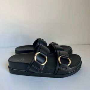 a new day Black Sandals with Gold Rings